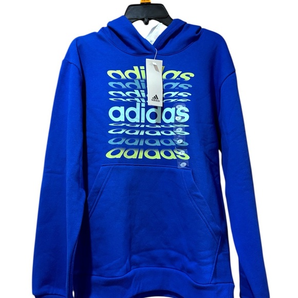 Adidas Vibrant Blue Hoodie with Graphic Logo - Picture 1 of 1